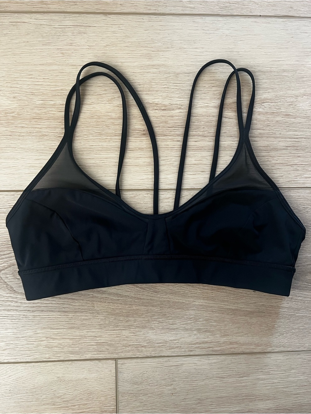lululemon Black Anew Bra, mesh with dual straps, size 10